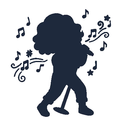 Criança Cantando com Notas Musicais - Silhueta