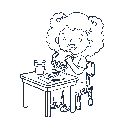 Criança Comendo Frutinha - Line-Art