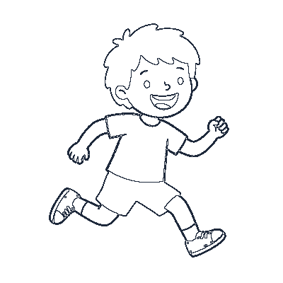 Criança Correndo Alegre - Line-Art