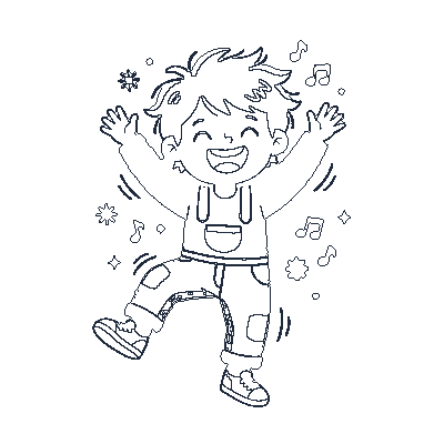 Criança Dançando com Ritmo - Line-Art