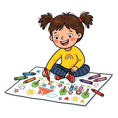 Criança Desenhando com Giz - Color