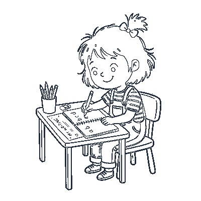 Mãozinha Escrevendo no Papel - Line-Art
