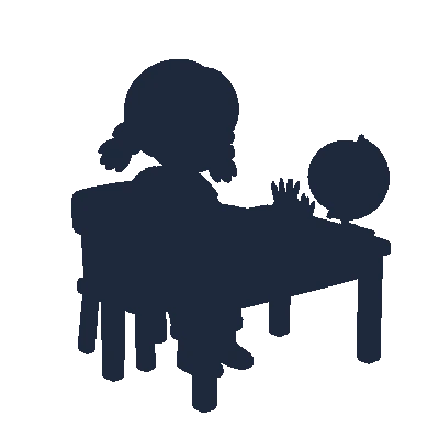 Criança Estudando na Mesa - Silhueta
