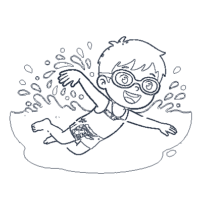Criança Nadando na Piscina - Line-Art