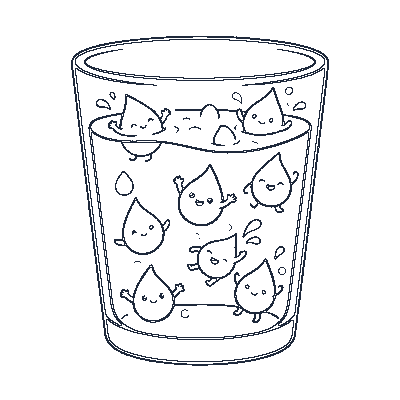 Gota e Copo de Água - Line-Art