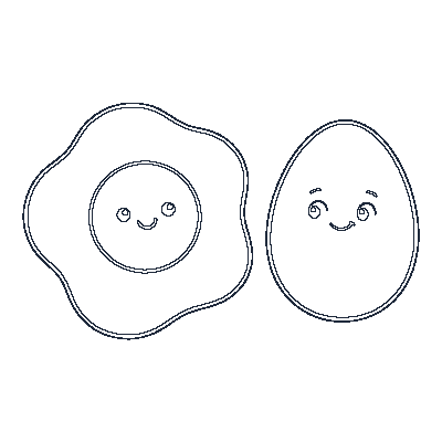 Ovo Frito e Cozido - Line-Art
