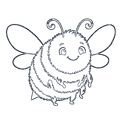 Abelhinha com Listras e Asas - Line-Art