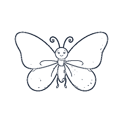 Borboleta com Asas Coloridas - Line-Art