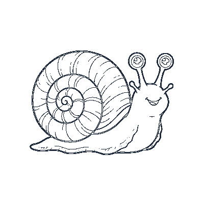 Caracol com Concha em Espiral - Line-Art