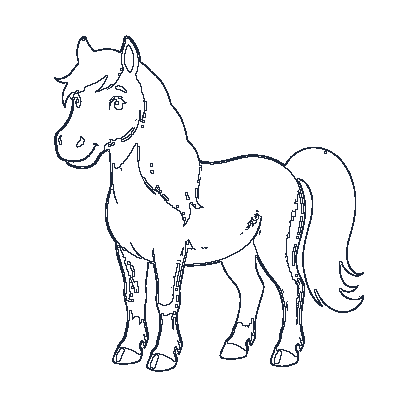 Cavalinho com Crina e Ferradura - Line-Art