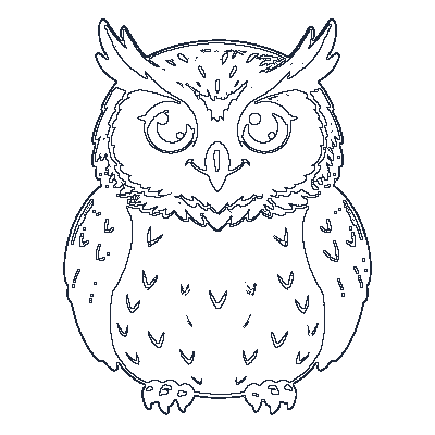 Corujinha Atenta com Olhos Grandes - Line-Art