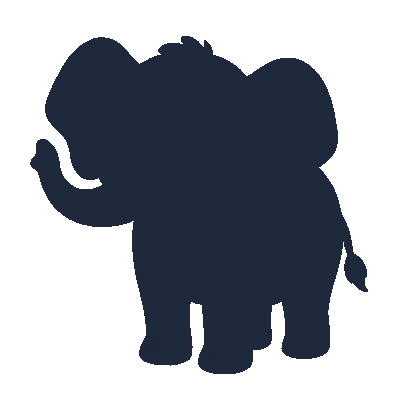 Elefante com Tromba e Orelhas Grandes - Silhueta