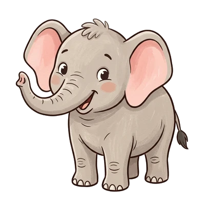 Elefante com Tromba e Orelhas Grandes - Color