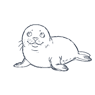 Foquinha com Bigodes e Bola - Line-Art