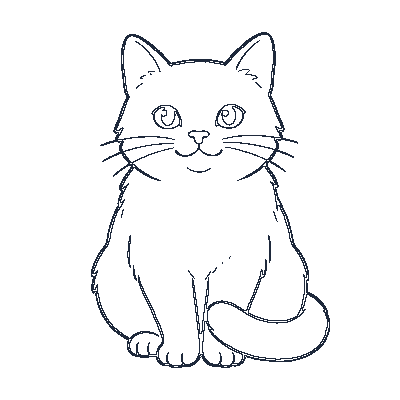 Gatinho com Bigodes - Line-Art