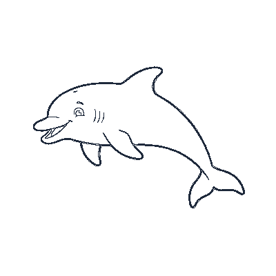 Golfinho Saltador no Mar - Line-Art