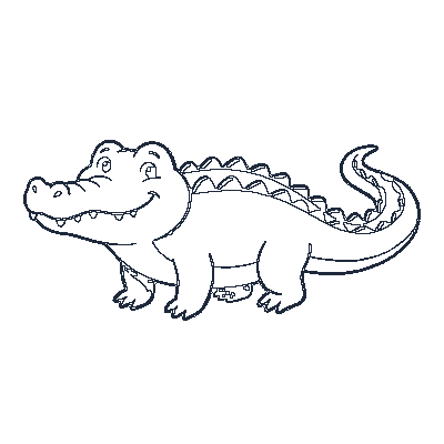 Jacaré com Dentes Brincalhões - Line-Art