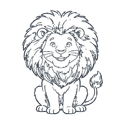 Leãozinho Corajoso com Juba - Line-Art