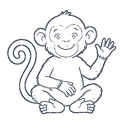 Macaquinho Alegre no Galho - Line-Art
