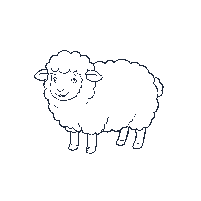 Ovelhinha com Lã Fofinha - Line-Art