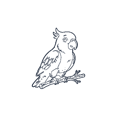 Papagaio Verde Falador - Line-Art