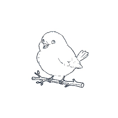 Passarinho Cantador no Ninho - Line-Art
