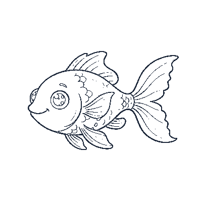 Peixinho Nadador Colorido - Line-Art