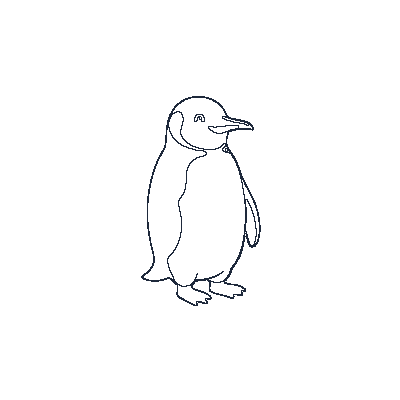 Pinguim com Asinhas e Pés Laranja - Line-Art