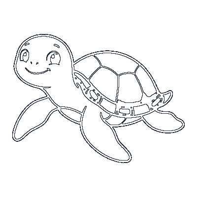 Tartaruga com Casco Decorado - Line-Art