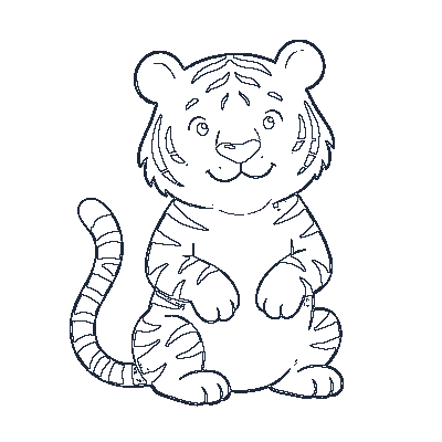 Tigre Listrado Brincalhão - Line-Art