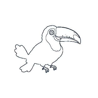 Tucano com Bico Gigante Colorido - Line-Art