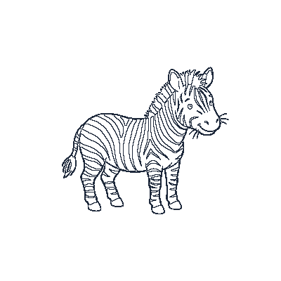 Zebra com Listras Pretas e Brancas - Line-Art