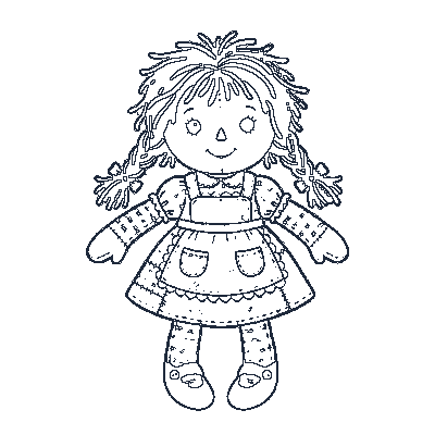 Boneca de Pano com Laço - Line-Art