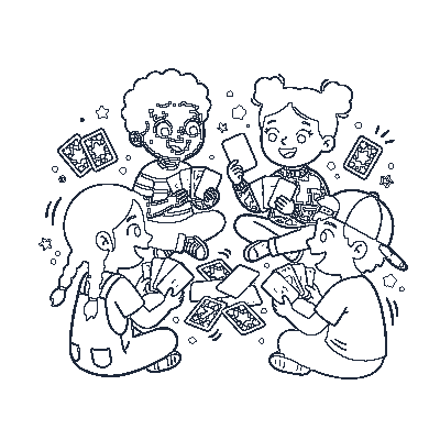 Cartas de Baralho Infantil - Line-Art