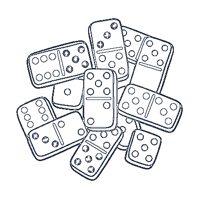 Peça de Dominó com Pontinhos - Line-Art