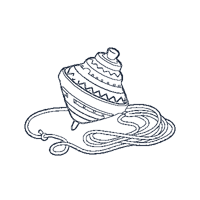 Pião com Cordão - Line-Art