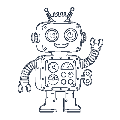 Robô de Brinquedo com Antena - Line-Art
