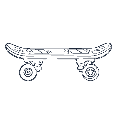 Skate com Lixa e Rodinhas - Line-Art