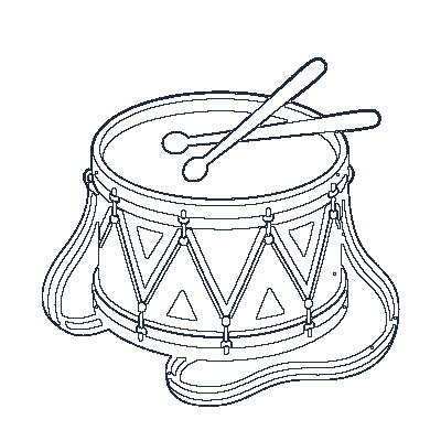 Tamborzinho com Baquetas - Line-Art
