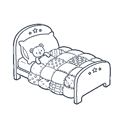 Cama com Travesseiro e Cobertor - Line-Art