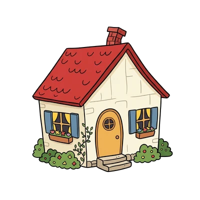 Casa com Telhado e Janela - Color