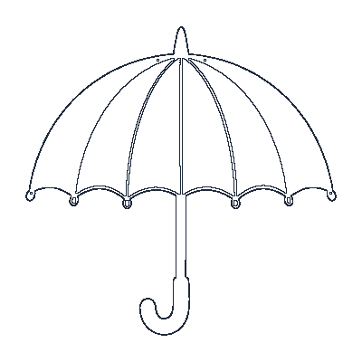 Guarda-Chuva Aberto - Line-Art
