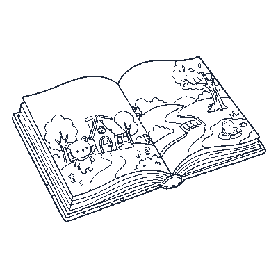 Livro de Histórias Aberto - Line-Art