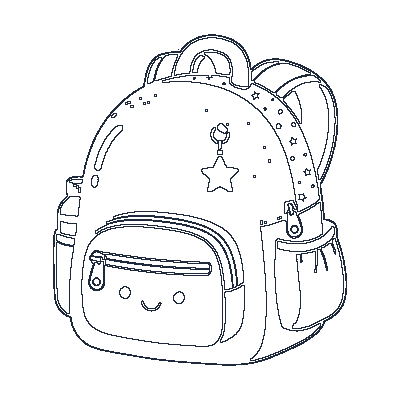 Mochila Escolar com Bolsos - Line-Art