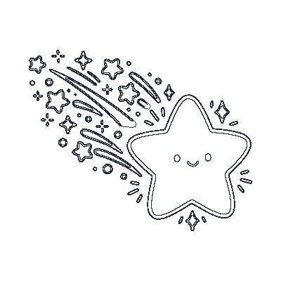 Estrela Cadente no Céu - Line-Art