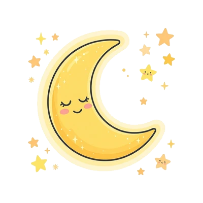 Lua Crescente com Estrelas - Color