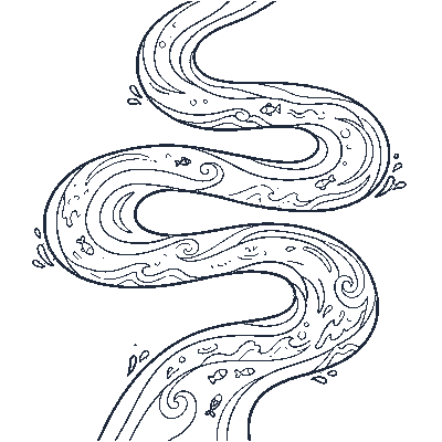 Rio com Água Corrente - Line-Art