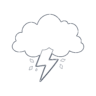 Nuvem de Tempestade com Trovão - Line-Art
