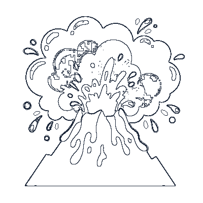 Vulcão em Erupção - Line-Art