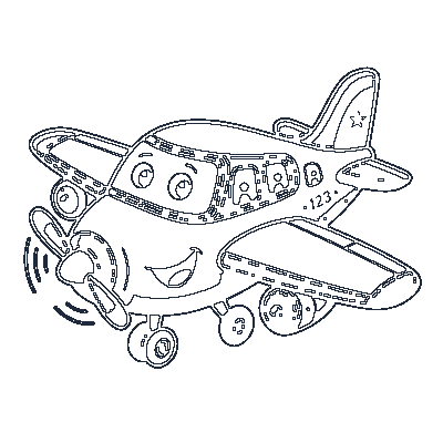 Aviãozinho nas Nuvens - Line-Art